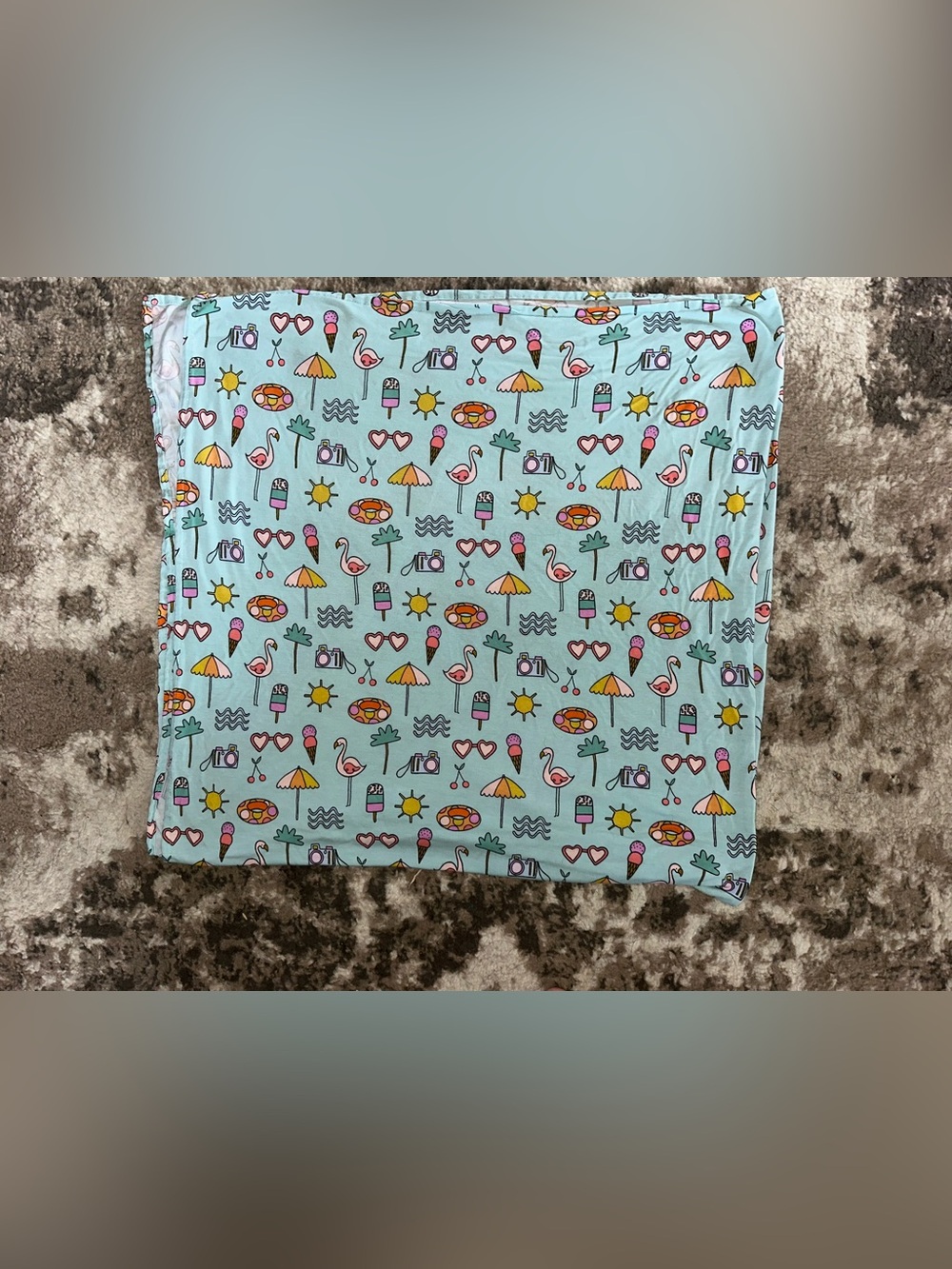 Little Sleepies Light Blue Flamingo & Beach Icons Baby Bib